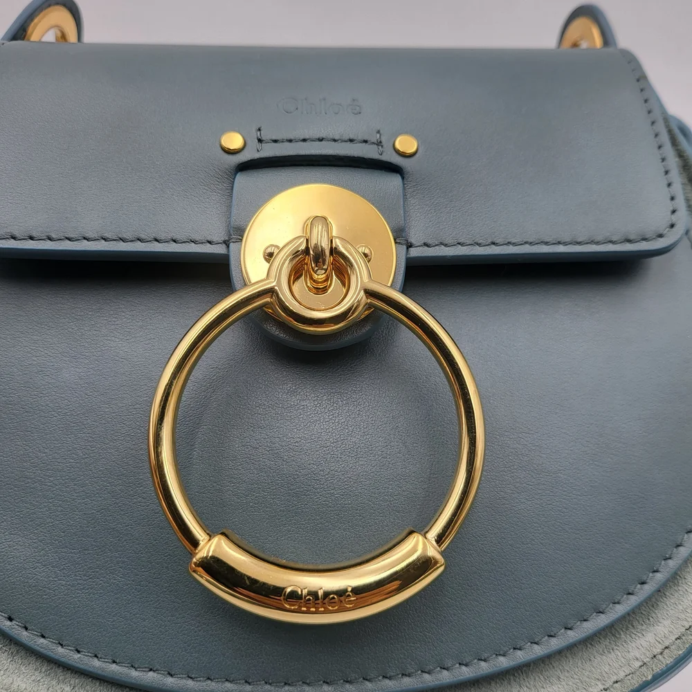 CHLOE Calfskin Small Tess Bag in Faded Blue, Authentic w/ COA. - Picture 2 of 16